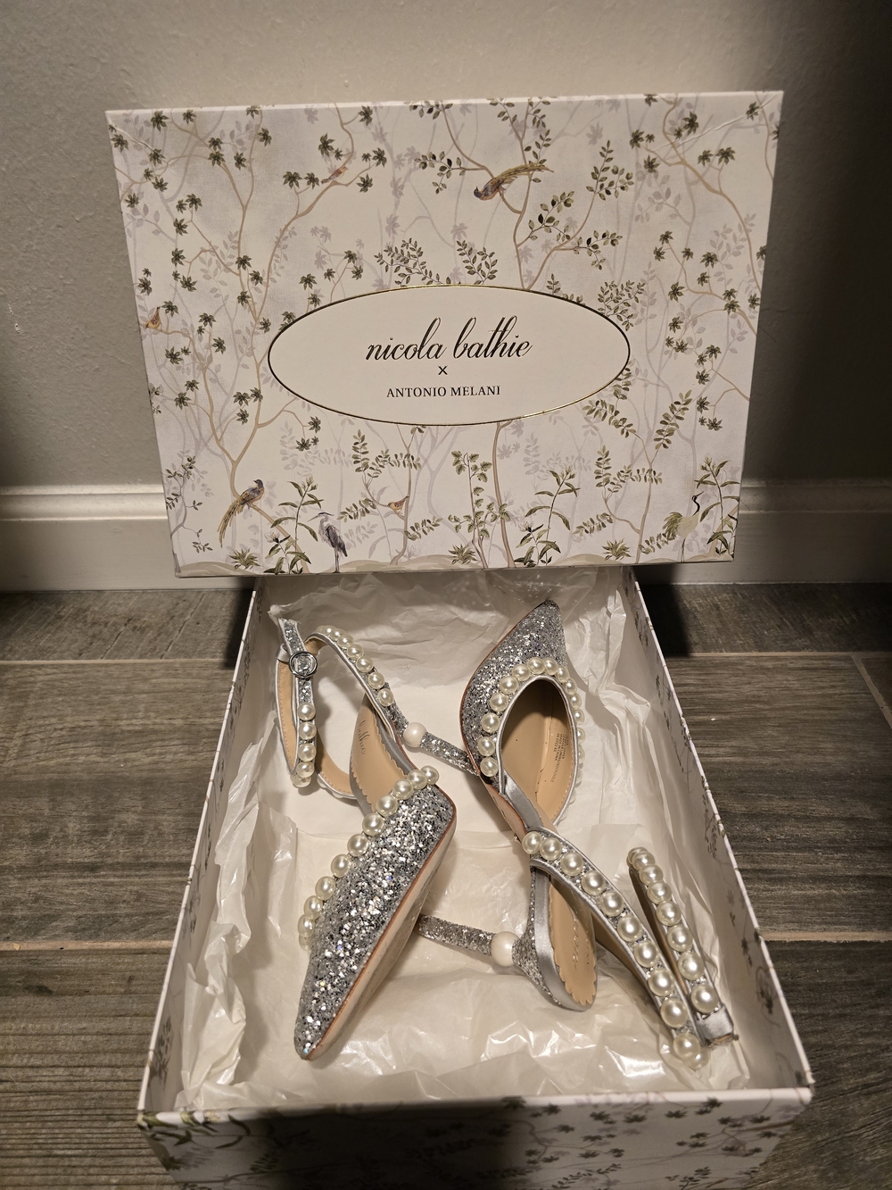 Nicola BathiexAntonio Melanie Silver Pearl Embellished Women's Pumps
